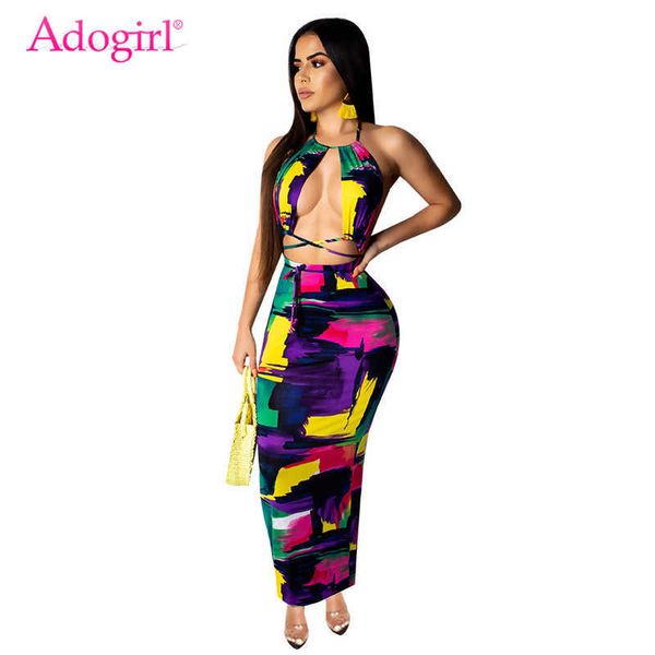 two piece dress adogirl tie dye print women two piece set dress halter backless lace up crop bodycon maxi skirt night club summer dress j230, White
two piece dress adogirl tie dye print women two piece set dress halter backless lace up crop bodycon maxi skirt night club summer dress j230, White