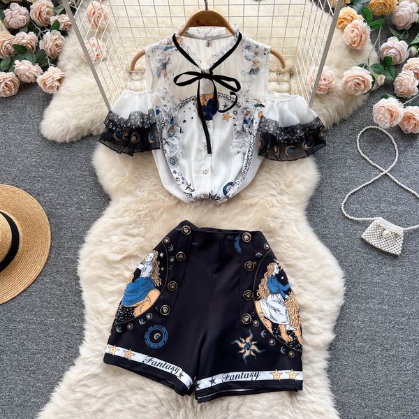 women's tracksuits summer off shoulder and high waist shorts two piece set women fashion print floral casual vintage chiffon ffestival, Gray
women's tracksuits summer off shoulder and high waist shorts two piece set women fashion print floral casual vintage chiffon ffestival, Gray