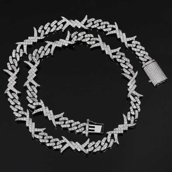 thorn cuba chain bracelet super exquisite and inlaid with 3a zircon chain european and american popular necklace, Silver
thorn cuba chain bracelet super exquisite and inlaid with 3a zircon chain european and american popular necklace, Silver