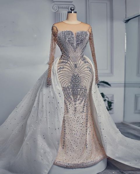 2023 arabic aso ebi white mermaid wedding dress beaded crystals detachable train bridal gowns dresses zj6064
2023 arabic aso ebi white mermaid wedding dress beaded crystals detachable train bridal gowns dresses zj6064