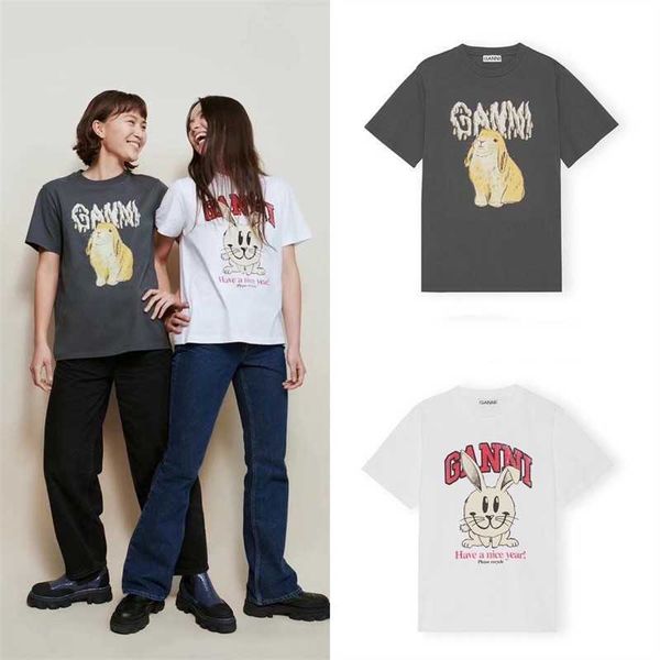 23ss ganni women designer fashion cotton tee summe print round neck loose short sleeve t shirt medium length fashion beach tees, White
23ss ganni women designer fashion cotton tee summe print round neck loose short sleeve t shirt medium length fashion beach tees, White