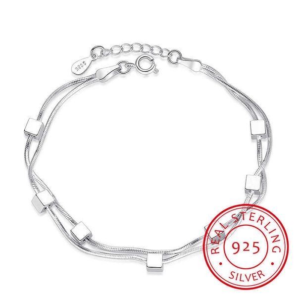 charm bracelets 925 sterling silver bracelet square box star double chain adjustable bracelet anklet for women pulseira s-b167 aa230506, Golden;silver 
charm bracelets 925 sterling silver bracelet square box star double chain adjustable bracelet anklet for women pulseira s-b167 aa230506, Golden;silver