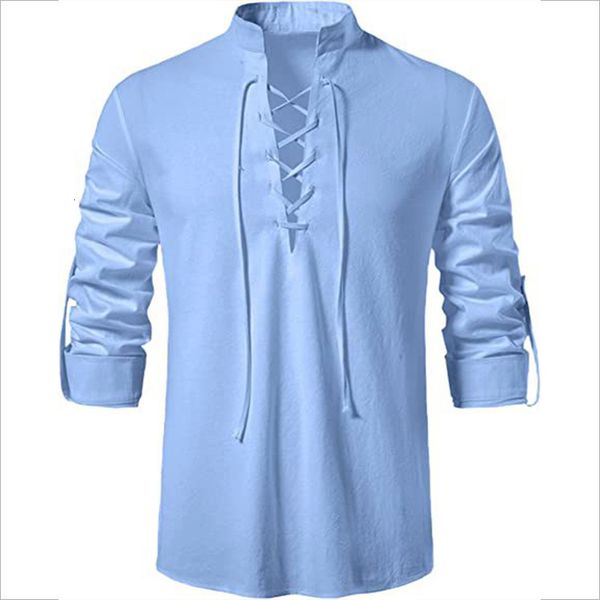 men's casual shirts men solid color v neck lace up blouse man cottonlinen for loose viking shirt vintage medieval long sleeves 230506, White;black
men's casual shirts men solid color v neck lace up blouse man cottonlinen for loose viking shirt vintage medieval long sleeves 230506, White;black