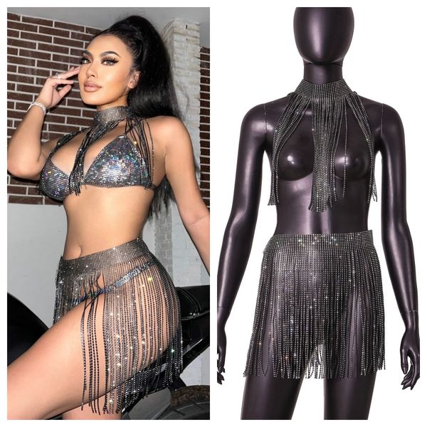 two piece dress glitter tassel skirt set women outfits night club party wear rave festival lace up body chain suits 230506, White
two piece dress glitter tassel skirt set women outfits night club party wear rave festival lace up body chain suits 230506, White
