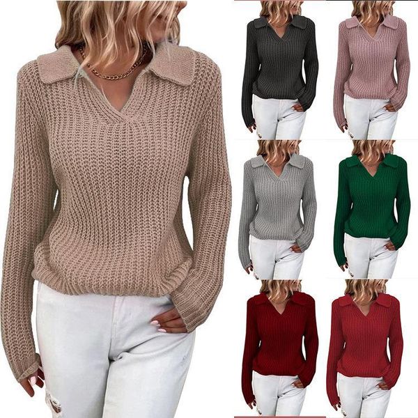 2023 autumn/winter new sweater lapel solid fit round neck knitted sweater for women, White;black
2023 autumn/winter new sweater lapel solid fit round neck knitted sweater for women, White;black