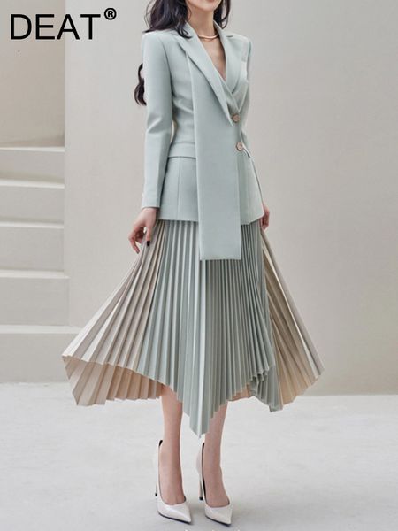 two piece dress deat fashion women's 2 pcs set notched double breasted blazer and high waist contrast color pleated skirt autumn 2023 1, White
two piece dress deat fashion women's 2 pcs set notched double breasted blazer and high waist contrast color pleated skirt autumn 2023 1, White