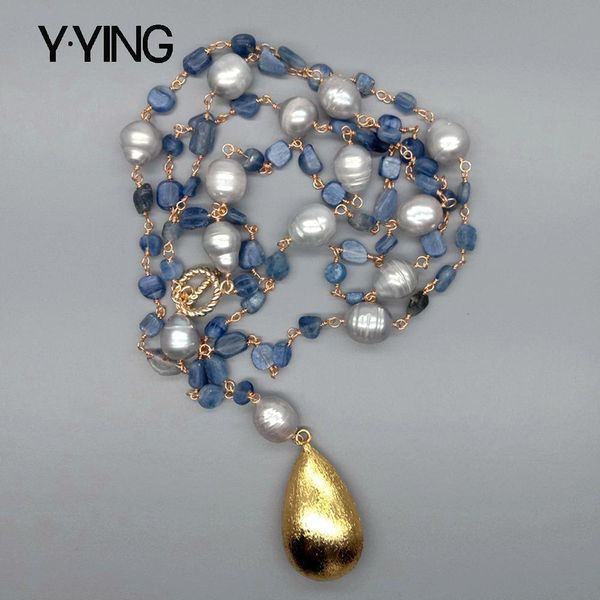 pendant necklaces yying blue kyanites gray rice freshwater pearl statement necklace teardrop brushed gold plated 21" 230506, Silver
pendant necklaces yying blue kyanites gray rice freshwater pearl statement necklace teardrop brushed gold plated 21" 230506, Silver
