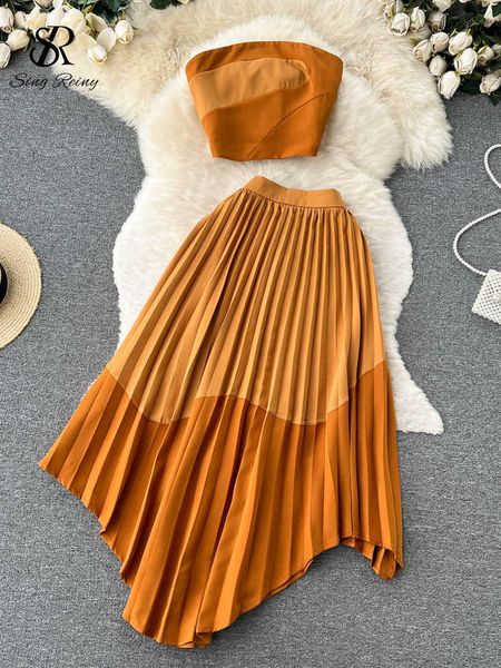 two piece dress singiny iregular sem alas conjuntos contrastando magro mini plissado saia longa ternos feminino vero moda duas peas ternos, White
two piece dress singiny iregular sem alas conjuntos contrastando magro mini plissado saia longa ternos feminino vero moda duas peas ternos, White