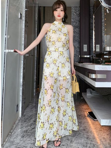 Women' Two Piece Pants Summer Beach Gentle Sweet 2 Set Women Chiffon Flower Halterneck Bandage Sleeveless Thin Tops High Waist Wide Leg, Mixed color
Women' Two Piece Pants Summer Beach Gentle Sweet 2 Set Women Chiffon Flower Halterneck Bandage Sleeveless Thin Tops High Waist Wide Leg, Mixed color