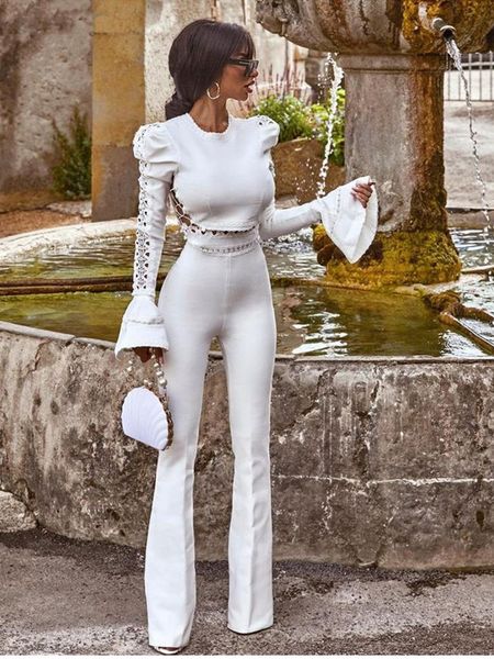 women's two piece pant winter style long sleeve flare black white pieces bandage set celebrity designer fashion party 230506
women's two piece pant winter style long sleeve flare black white pieces bandage set celebrity designer fashion party 230506