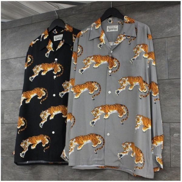 men's casual shirts wacko maria full tiger print hawaii long sleeve shirt clothing 230506, White;black
men's casual shirts wacko maria full tiger print hawaii long sleeve shirt clothing 230506, White;black