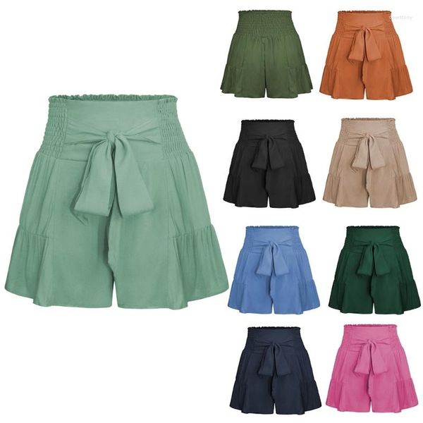women's shorts womens casual summer ruffle hem flared flowy smocked elastic high waist tie front wide leg loose swing short pant, White;black
women's shorts womens casual summer ruffle hem flared flowy smocked elastic high waist tie front wide leg loose swing short pant, White;black