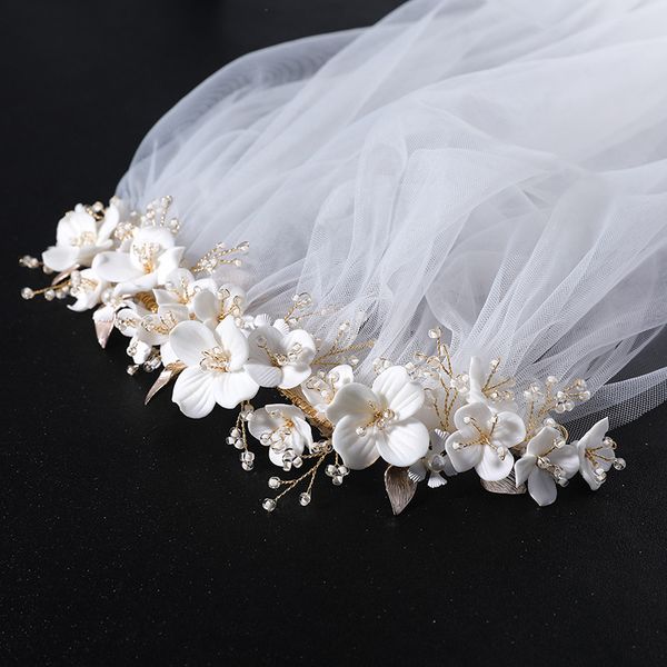 pretty porcelain flower bridal hair comb with veil white color wedding accessories lace two-layers women veils, Black
pretty porcelain flower bridal hair comb with veil white color wedding accessories lace two-layers women veils, Black