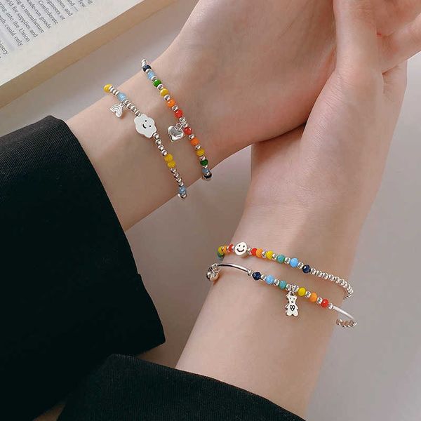charm bracelets 925 sterling silver rainbow beaded bracelet cute little bear cloud bracelet women's vintage fashion handwear temperamen, Golden;silver
charm bracelets 925 sterling silver rainbow beaded bracelet cute little bear cloud bracelet women's vintage fashion handwear temperamen, Golden;silver