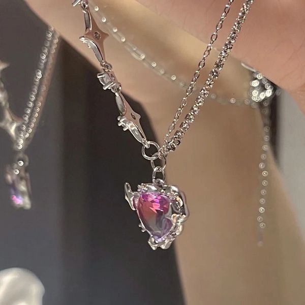 pendant necklaces y2k purple crystal heart necklace women light luxury egirl punk grunge clavicle chain fashion jewelry party gifts 230506, Silver
pendant necklaces y2k purple crystal heart necklace women light luxury egirl punk grunge clavicle chain fashion jewelry party gifts 230506, Silver
