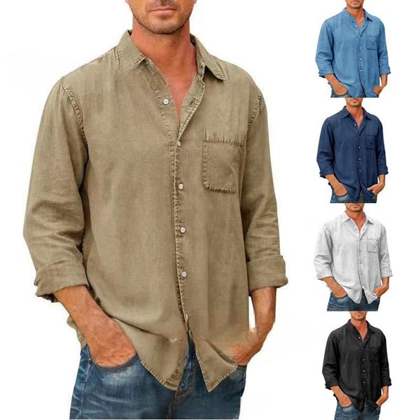 men's casual shirts men cotton denim long sleeve solid color laple mens spring autumn fashion vintage jeans s5xl 230506, White;black
men's casual shirts men cotton denim long sleeve solid color laple mens spring autumn fashion vintage jeans s5xl 230506, White;black