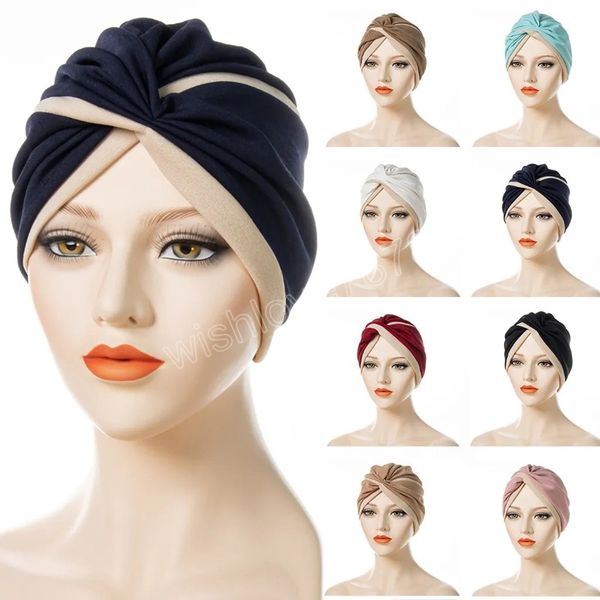 2023 headband hat two-color stitching crossed turban caps muslim fashion indian bonnet for lady wrap head, Blue;gray
2023 headband hat two-color stitching crossed turban caps muslim fashion indian bonnet for lady wrap head, Blue;gray