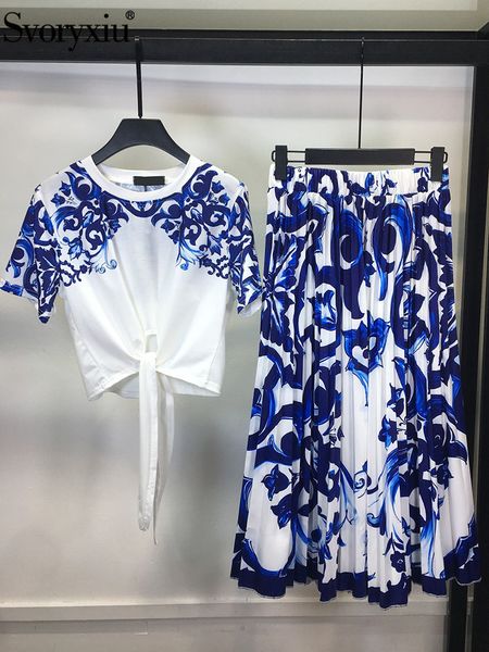 two piece dress svoryxiu designer summer vintage blue and white porcelain print skirt suit women's short sleeve tshirtelastic waist hal
two piece dress svoryxiu designer summer vintage blue and white porcelain print skirt suit women's short sleeve tshirtelastic waist hal