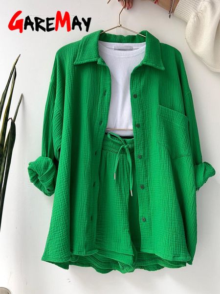 women's tracksuits casual twopiece set cotton shirt oversized tracksuit and shorts elegant green suit with summer female 230506, Gray
women's tracksuits casual twopiece set cotton shirt oversized tracksuit and shorts elegant green suit with summer female 230506, Gray