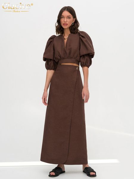 two piece dress clacive fashion loose brown linen 2 set women outfit summer short sleeve crop shirt with high waist long skirts female 23050, White
two piece dress clacive fashion loose brown linen 2 set women outfit summer short sleeve crop shirt with high waist long skirts female 23050, White