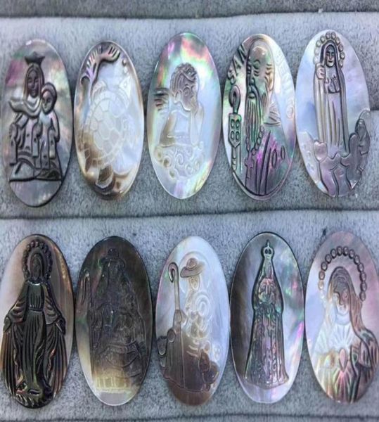 wholesael 6pcs 40x30mm mother of pearl shell jewlery oval egg mary jesus cameo carved christ cameo grey black shell pendant beads3706253
wholesael 6pcs 40x30mm mother of pearl shell jewlery oval egg mary jesus cameo carved christ cameo grey black shell pendant beads3706253