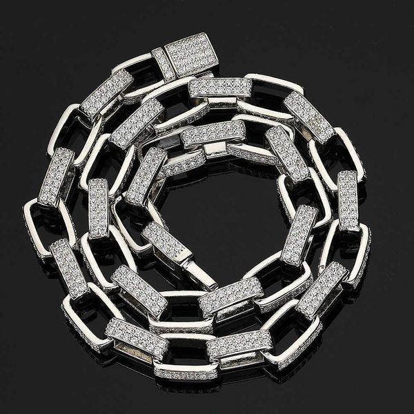 double row moissanite cuban link chain 10mm width 14k/18k gold plated iced out hip hop jewelry twist rope chain, Silver
double row moissanite cuban link chain 10mm width 14k/18k gold plated iced out hip hop jewelry twist rope chain, Silver