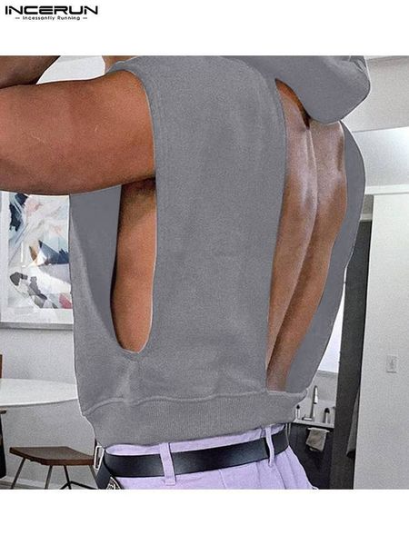 men' tank incerun 2023 men hooded solid color sleeveless backless hollow out vests loose streetwear casual crop 5xl 7 230506, White;black
men' tank incerun 2023 men hooded solid color sleeveless backless hollow out vests loose streetwear casual crop 5xl 7 230506, White;black
