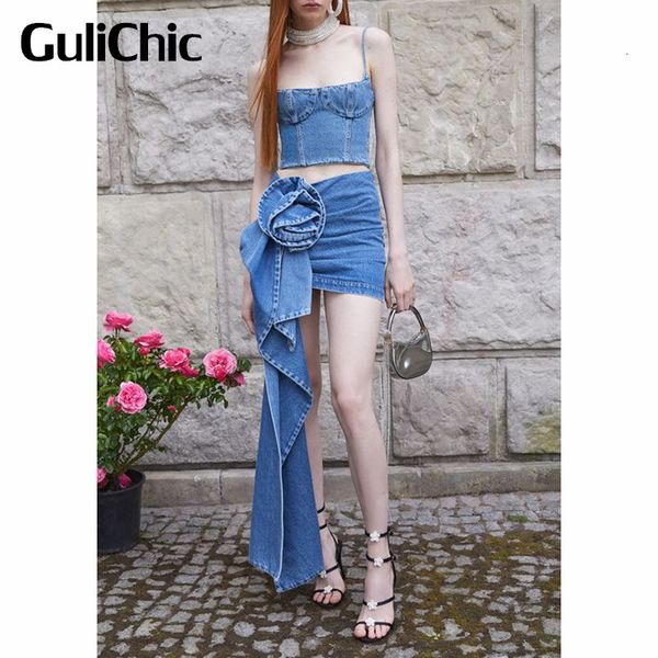 two piece dress 37 gulichic off shoulder suspender slim short denim tank or asymmetric flower decoration mini skirt set women 230506, White
two piece dress 37 gulichic off shoulder suspender slim short denim tank or asymmetric flower decoration mini skirt set women 230506, White