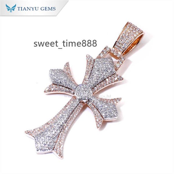 tianyu gems pure rose gold material moissanite diamond cross pendant necklace, Silver
tianyu gems pure rose gold material moissanite diamond cross pendant necklace, Silver