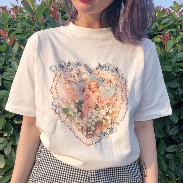 women s t shirt 1pcs with love and devotion tee vintage style cupid flowers korean fashion grunge white tee aesthetic art shirt 230508
women s t shirt 1pcs with love and devotion tee vintage style cupid flowers korean fashion grunge white tee aesthetic art shirt 230508