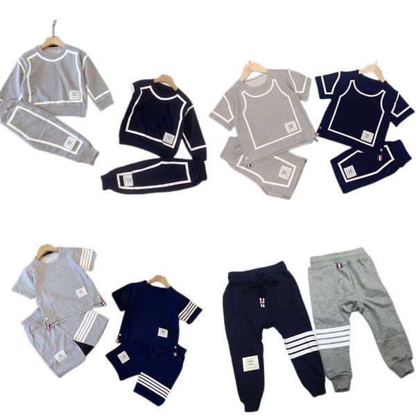 children's designer tb clothing summer and spring t-shirt shorts 2-piece brand clothing girl boy pants long t-shirt sportswear suit t09, White
children's designer tb clothing summer and spring t-shirt shorts 2-piece brand clothing girl boy pants long t-shirt sportswear suit t09, White