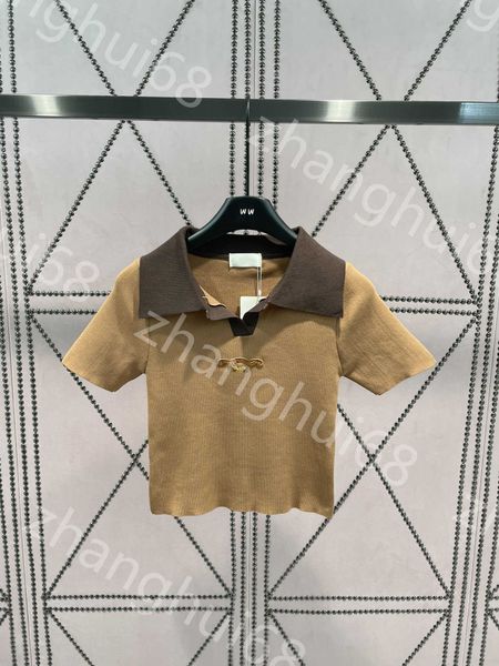 23ss womens designer clothing womens knits spring and summer new color matching polo neck logo embroidery short style knitted womens clothes, White
23ss womens designer clothing womens knits spring and summer new color matching polo neck logo embroidery short style knitted womens clothes, White