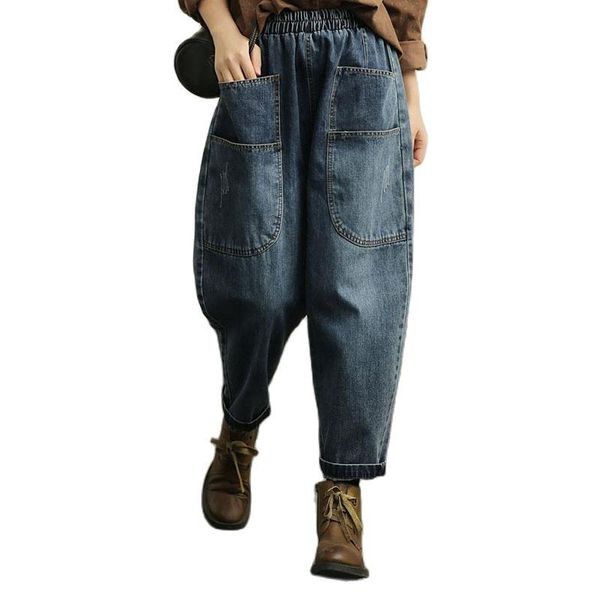 jeans new women's jeans spring autumn retro double pocket denim harem pants women loose elastic waist wide leg pants female trousers, Blue
jeans new women's jeans spring autumn retro double pocket denim harem pants women loose elastic waist wide leg pants female trousers, Blue