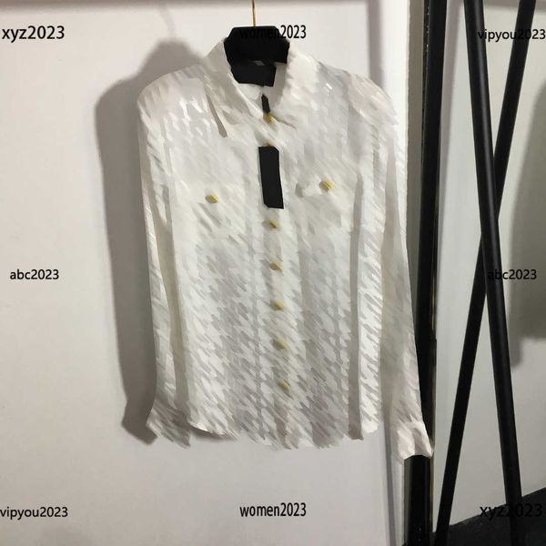 luxury designer blouse labyrinth pattern shirt long sleeves shirt double pocket embellished shirt at chest, White
luxury designer blouse labyrinth pattern shirt long sleeves shirt double pocket embellished shirt at chest, White