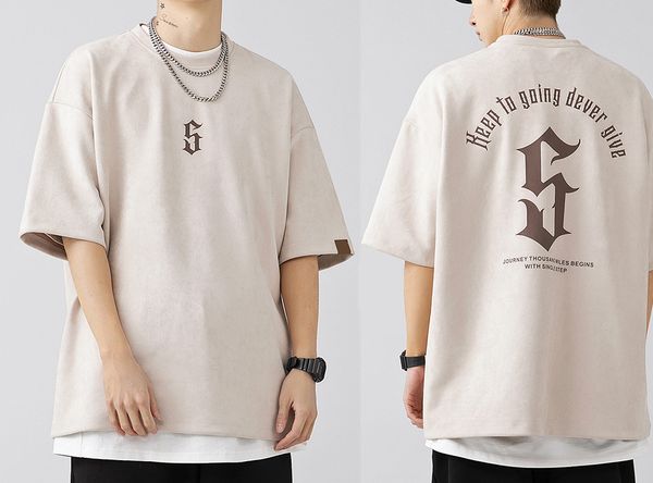 alphabet print suede t-shirt men's spring and summer new tide brand loose multi-color short sleeve, White;black
alphabet print suede t-shirt men's spring and summer new tide brand loose multi-color short sleeve, White;black