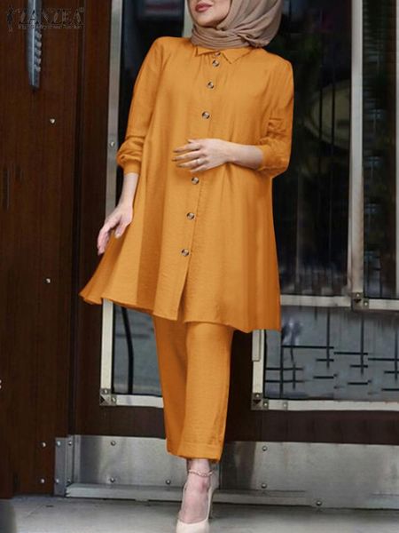 jeans zanzea muslim women summer elegant sets casual loose turkey abayas suit 2pcs lapel solid color full sleeve blouse wide leg pants, Blue
jeans zanzea muslim women summer elegant sets casual loose turkey abayas suit 2pcs lapel solid color full sleeve blouse wide leg pants, Blue