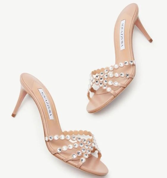 summer brand tequila sandals shoes women mule nappa leather aquazzurs glittery crystals across straps slip on lady slipper elegant walking e, Black
summer brand tequila sandals shoes women mule nappa leather aquazzurs glittery crystals across straps slip on lady slipper elegant walking e, Black