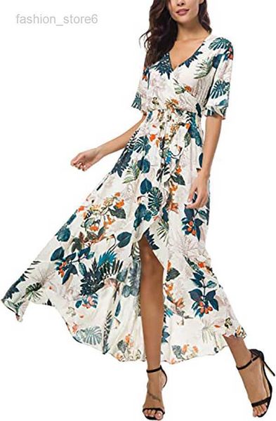 womens short sleeve floral high low v-neck flowy party long maxi dress, Black
womens short sleeve floral high low v-neck flowy party long maxi dress, Black