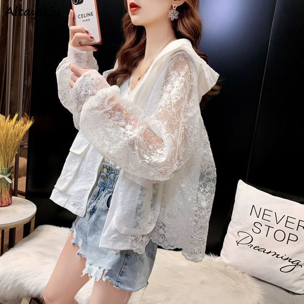 women's jackets basic jackets women lace hollow out elegant sun-proof summer vacation simple all-match mujer loose leisure thin korean, Black;brown
women's jackets basic jackets women lace hollow out elegant sun-proof summer vacation simple all-match mujer loose leisure thin korean, Black;brown
