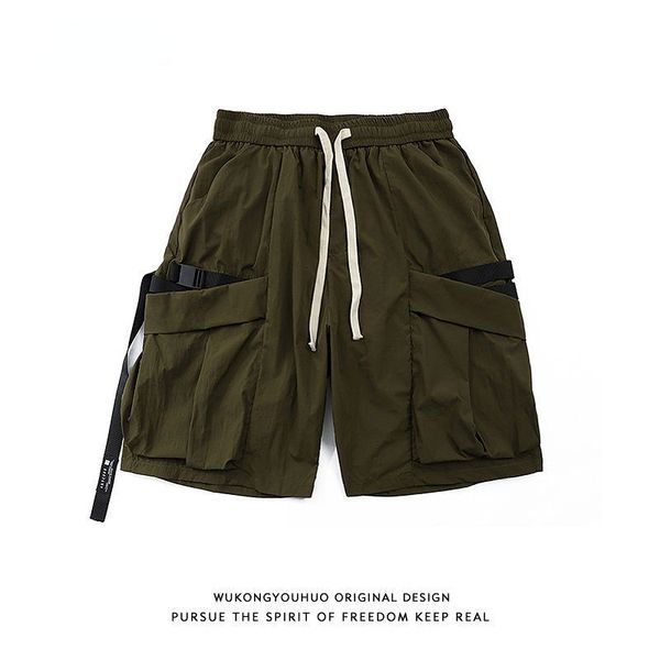 men s shorts retro personality belt straight casual shorts men women american trendy brand functional multi pocket tooling five point pants, White;black
men s shorts retro personality belt straight casual shorts men women american trendy brand functional multi pocket tooling five point pants, White;black