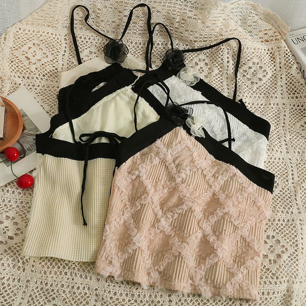 camisoles tanks hault knit woman tank women floral halter cami sweet knitted crop camsoles korean fashion lace corsets drop 230508, Black;white
camisoles tanks hault knit woman tank women floral halter cami sweet knitted crop camsoles korean fashion lace corsets drop 230508, Black;white