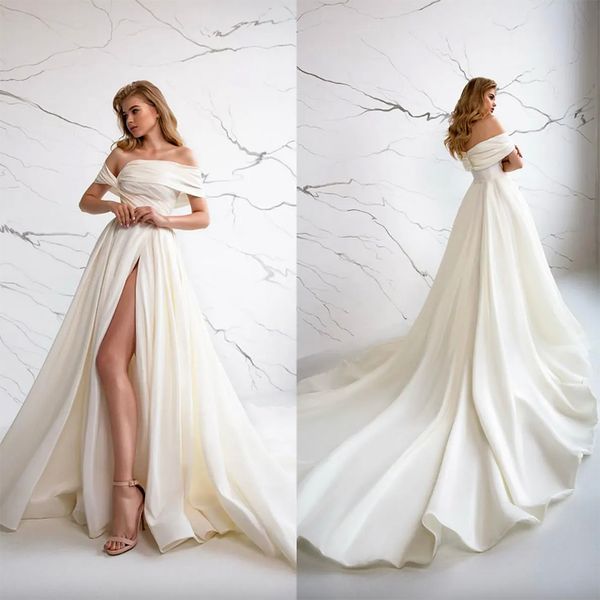plus size eva lendel a-line wedding dresses off shoulder high side split bridal gowns backless sweep train wedding dress vestidos, White
plus size eva lendel a-line wedding dresses off shoulder high side split bridal gowns backless sweep train wedding dress vestidos, White