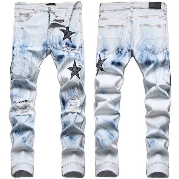 pants mens denim designer jeans men's jeans man hole patches tide feet stretch cultivate one's morality pants mens jean, Blue
pants mens denim designer jeans men's jeans man hole patches tide feet stretch cultivate one's morality pants mens jean, Blue