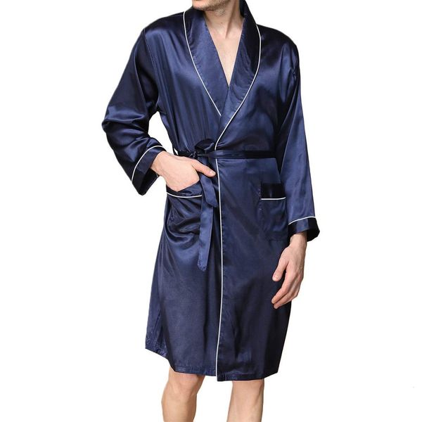 men's robes men satin bathrobe with belt adults contrast color long sleeve v-neck night robe with pockets smlxl 230506
men's robes men satin bathrobe with belt adults contrast color long sleeve v-neck night robe with pockets smlxl 230506
