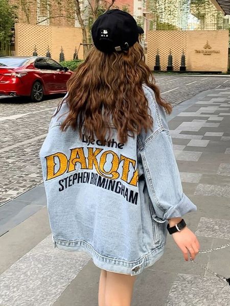 men s jacket s blue loose denim jacket spring korean fashion embroidered letter casual coat harajuku single breasted 230508, Black;brown
men s jacket s blue loose denim jacket spring korean fashion embroidered letter casual coat harajuku single breasted 230508, Black;brown
