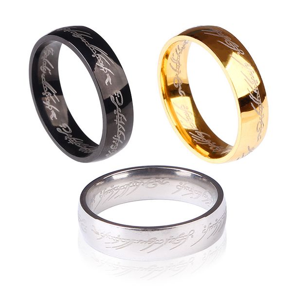 6MM Width Stainless Steel Band Ring Engraved Rings Jewelry for Gift