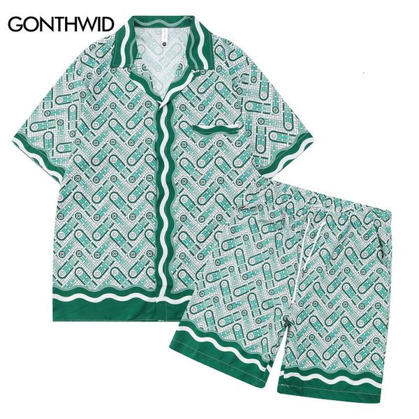 men's tracksuits mens beach hawaiian sets streetwear summer geometry print short sleeve shirt shorts 2 piece outfit suit fashion clothe, Gray
men's tracksuits mens beach hawaiian sets streetwear summer geometry print short sleeve shirt shorts 2 piece outfit suit fashion clothe, Gray