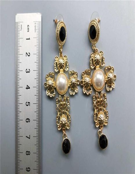 611 vintage stick european and american exaggerated tassel cross long thin flower earrings1093686, Golden
611 vintage stick european and american exaggerated tassel cross long thin flower earrings1093686, Golden
