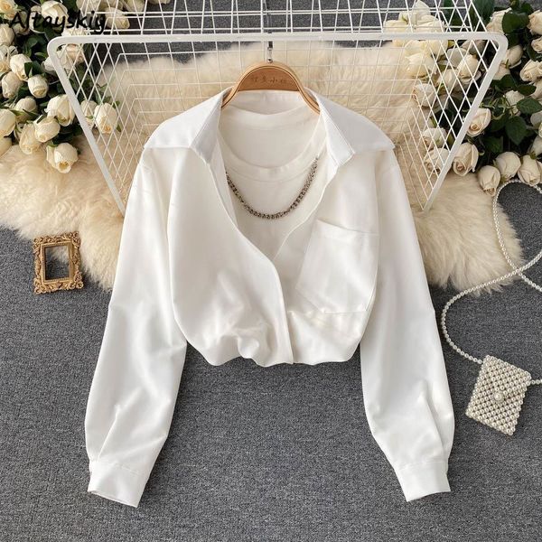 women s blouses shirts solid loose women cropped chain designed chic ol temper street ulzzang casual spring long sleeve harajuku korean styl, White
women s blouses shirts solid loose women cropped chain designed chic ol temper street ulzzang casual spring long sleeve harajuku korean styl, White