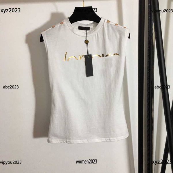 girl womens tees sleeveless design t shirt golden letter printed button decoration on shoulder round neck vest summer product, White
girl womens tees sleeveless design t shirt golden letter printed button decoration on shoulder round neck vest summer product, White